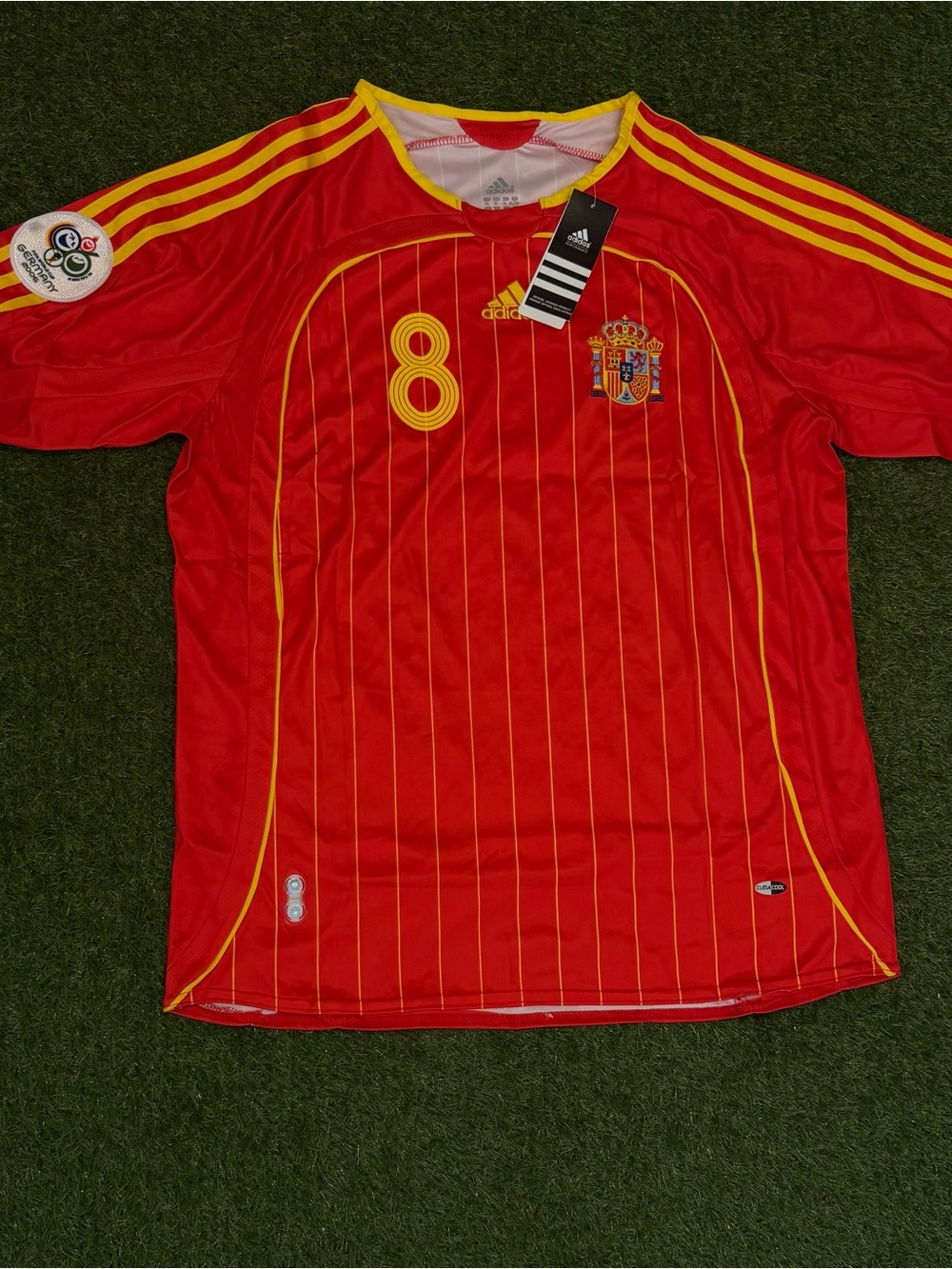 adidas Red & Yellow Spain Soccer Jersey with Number 8